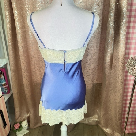 Free People Winter Pewter Blue Embroidered Satin Slip ❄️🩵 - Picture 4 of 8